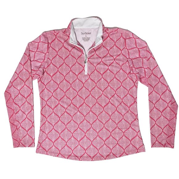 SanSoleil SolTek UPF 50 Cooling 3/4 Zip Golf Shirt Raspberry Pink Women Size L - Picture 1 of 13